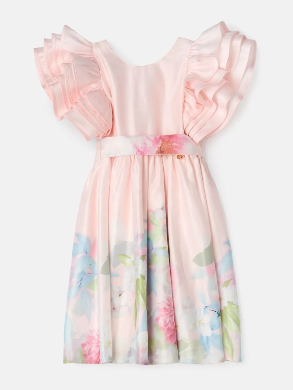 Angel & Rocket Pink 100% Cotton Border Print Emillie Tie Sash Dress