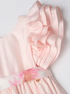 Angel & Rocket Pink 100% Cotton Border Print Emillie Tie Sash Dress
