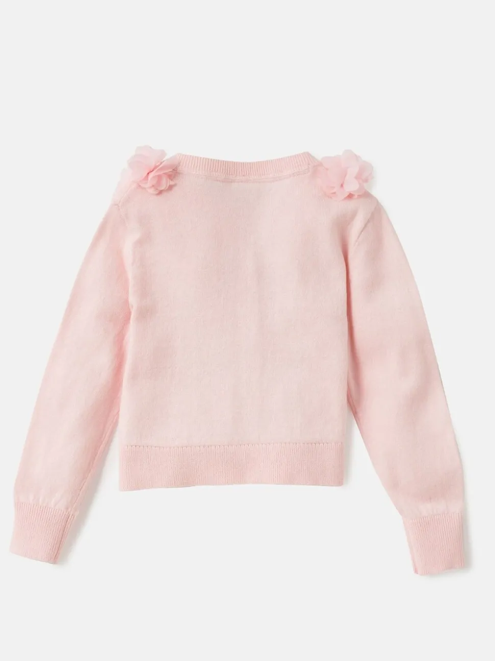 Angel & Rocket Pink 100% Cotton Flower Trim Cardigan