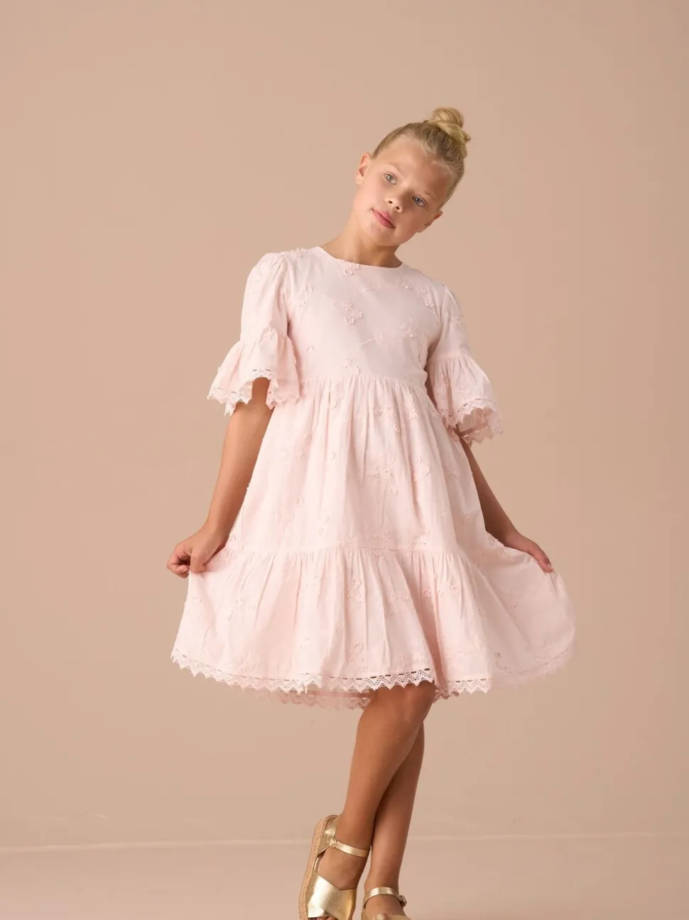 Angel & Rocket Pink 100% Cotton Natalia 3D Flower Dress