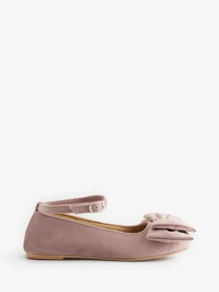 Angel & Rocket Pink Double Bow Velvet Ankle Strap Shoes