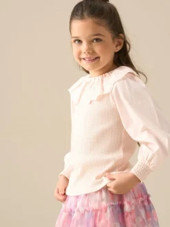 Angel & Rocket Pink Elise Bow Collar Long Sleeve Blouse