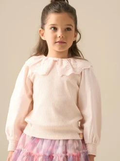 Angel & Rocket Pink Elise Bow Collar Long Sleeve Blouse