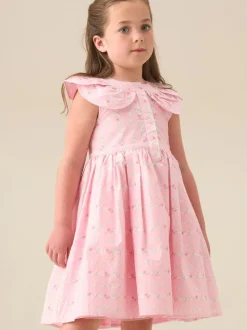 Angel & Rocket Pink Ellery Floral Stripe Petal Collar Dress