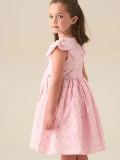 Angel & Rocket Pink Ellery Floral Stripe Petal Collar Dress