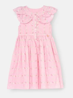 Angel & Rocket Pink Ellery Floral Stripe Petal Collar Dress