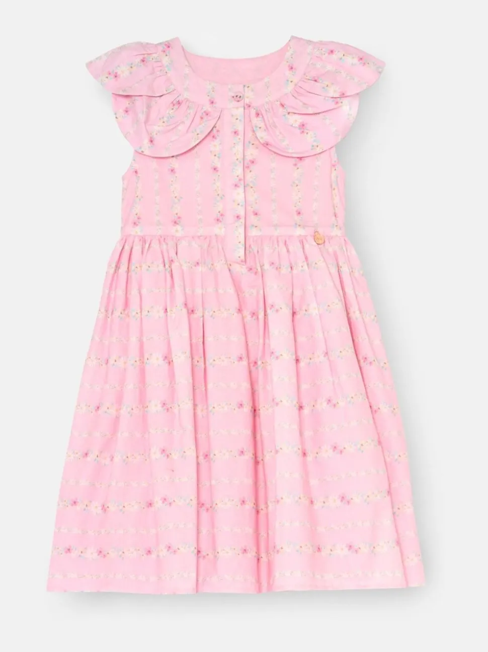 Angel & Rocket Pink Ellery Floral Stripe Petal Collar Dress