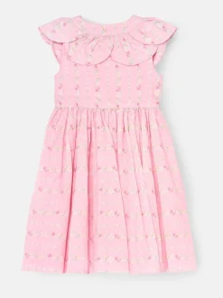 Angel & Rocket Pink Ellery Floral Stripe Petal Collar Dress