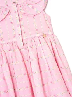 Angel & Rocket Pink Ellery Floral Stripe Petal Collar Dress