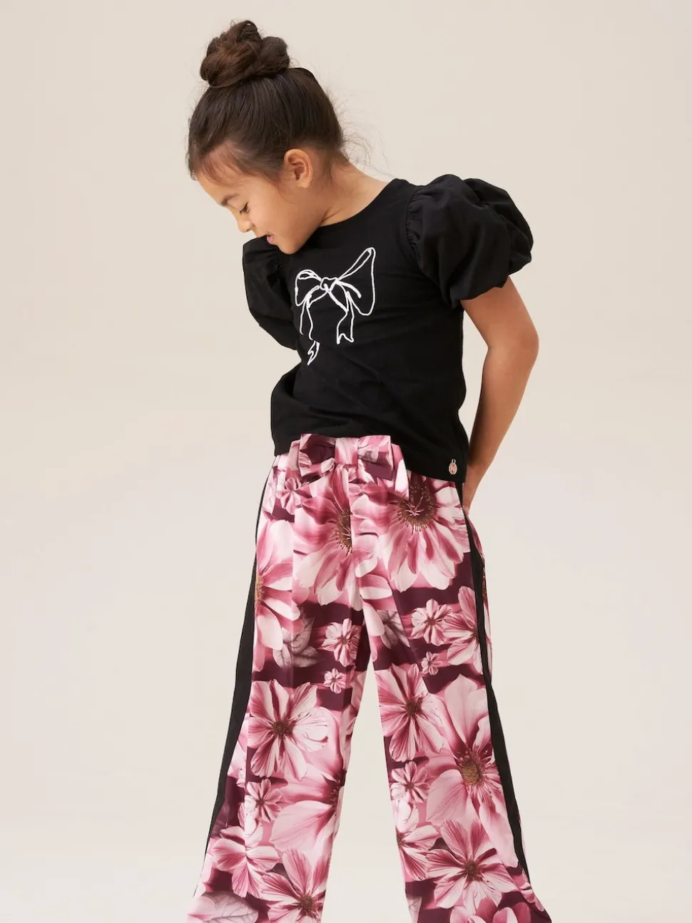 Angel & Rocket Pink Fleur Printed Wide Leg Trousers