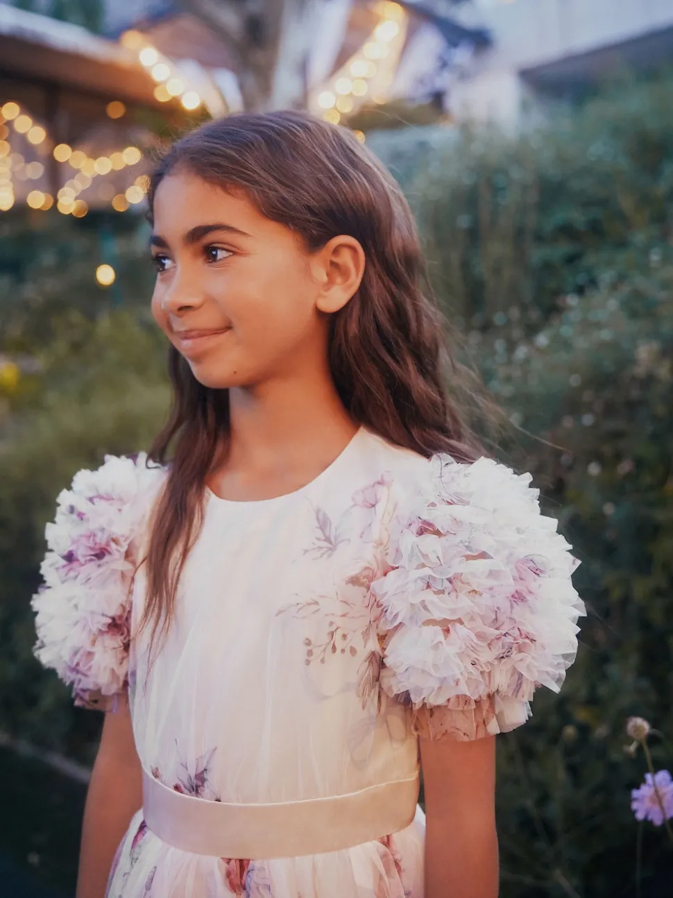 Angel & Rocket Pink Florence Blush Ruffle Sleeve Mesh Dress