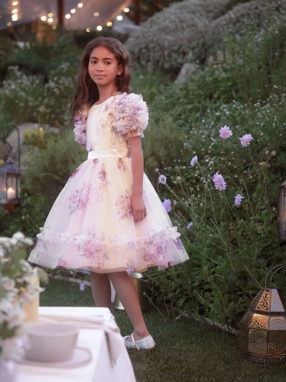 Angel & Rocket Pink Florence Blush Ruffle Sleeve Mesh Dress
