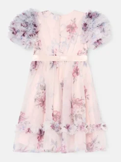 Angel & Rocket Pink Florence Blush Ruffle Sleeve Mesh Dress