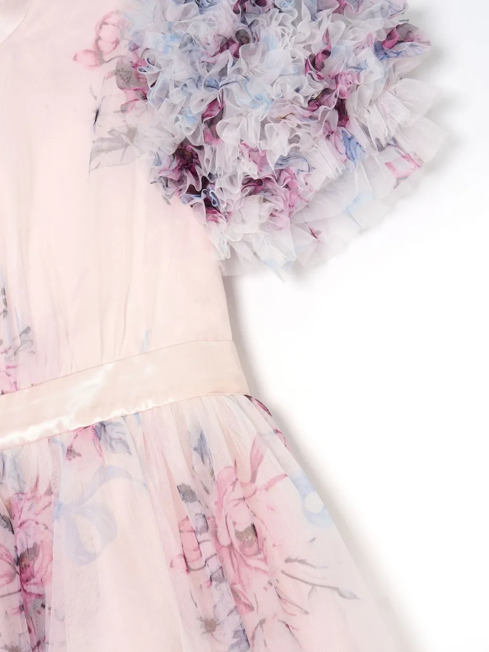 Angel & Rocket Pink Florence Blush Ruffle Sleeve Mesh Dress