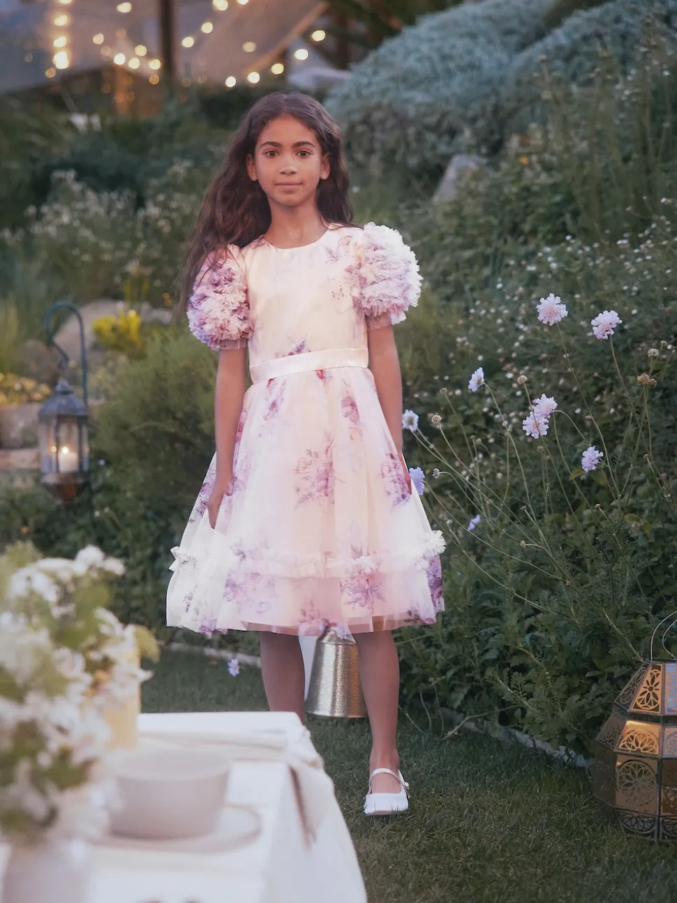 Angel & Rocket Pink Florence Blush Ruffle Sleeve Mesh Dress