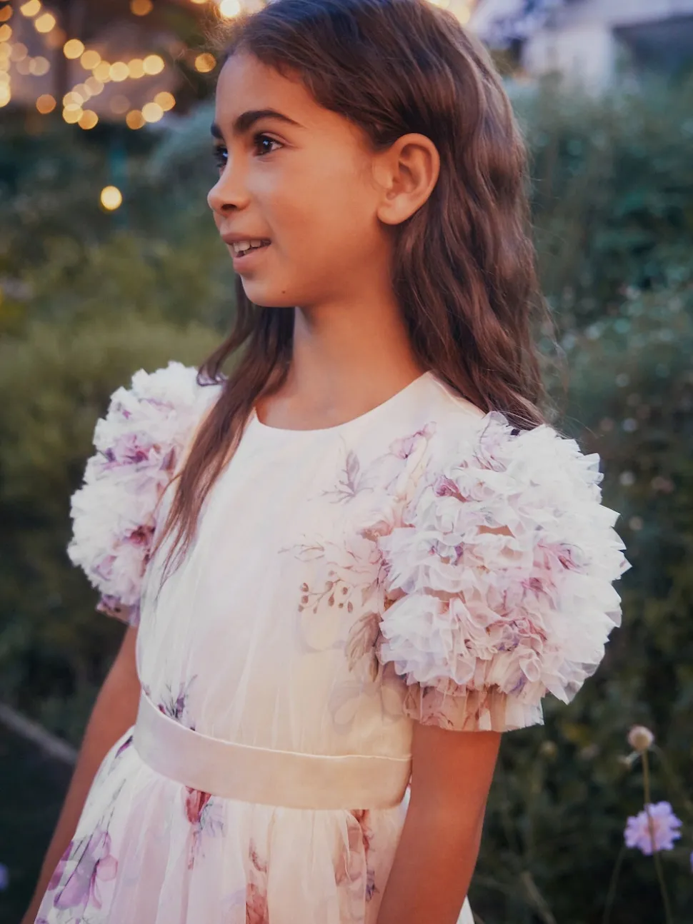 Angel & Rocket Pink Florence Blush Ruffle Sleeve Mesh Dress