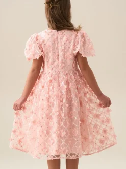 Angel & Rocket Pink Francine Embellished Puff Sleeve Dress