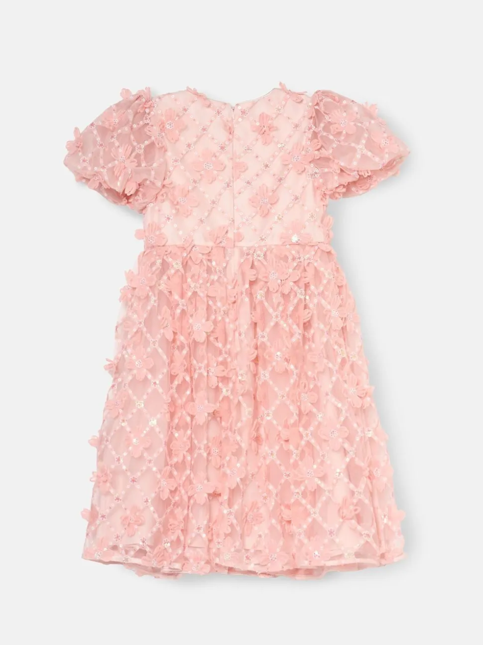 Angel & Rocket Pink Francine Embellished Puff Sleeve Dress