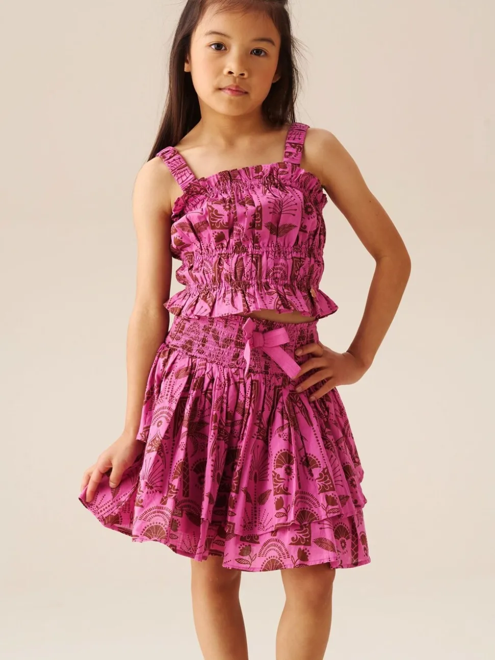 Angel & Rocket Pink Izzy Palm Print Top