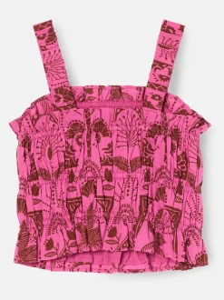 Angel & Rocket Pink Izzy Palm Print Top