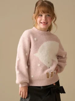 Angel & Rocket Pink Izzy Polar Bear Knitted Jumper