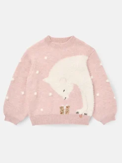 Angel & Rocket Pink Izzy Polar Bear Knitted Jumper
