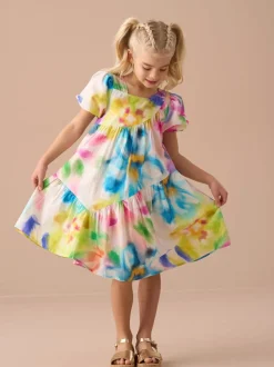 Angel & Rocket Pink Jodie Asymmetric Print Dress