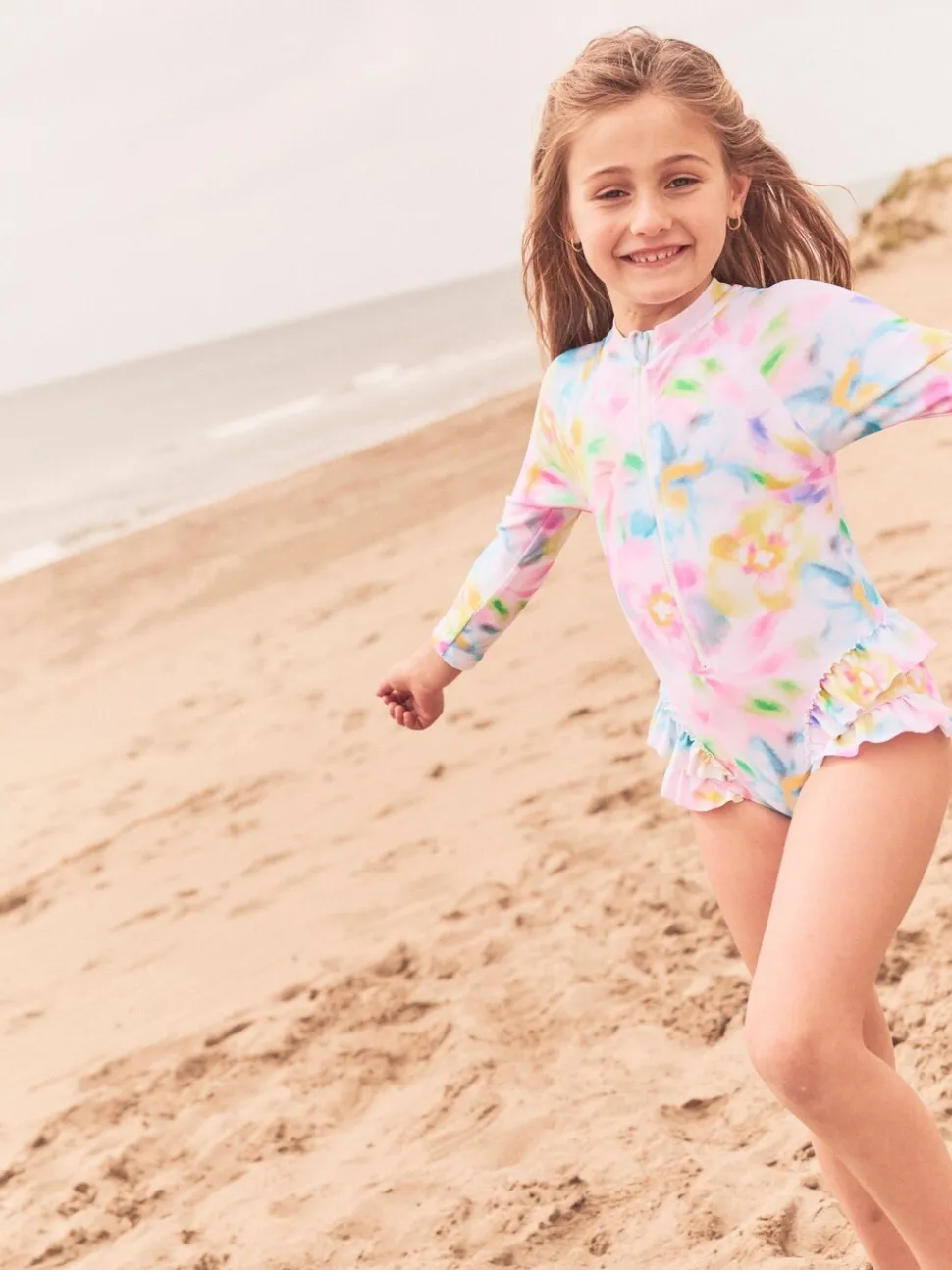Angel & Rocket Pink Jodie Sunsafe Print Long Sleeved Swimsuit