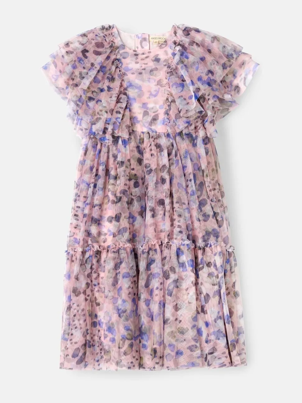 Angel & Rocket Pink Juliana Printed Frill Mesh Dress