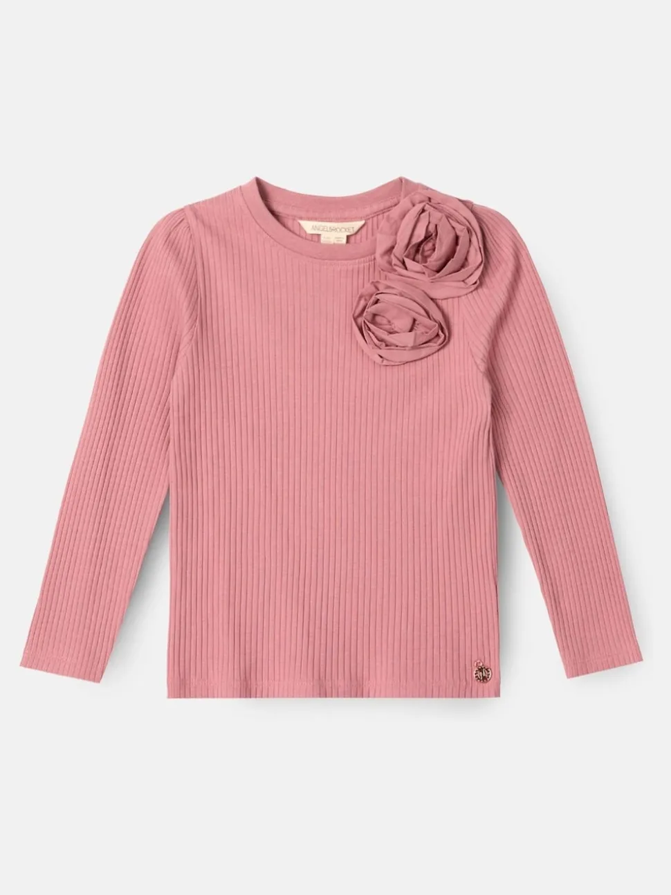 Angel & Rocket Pink Lizzy Corsage Rib Long Sleeves Top