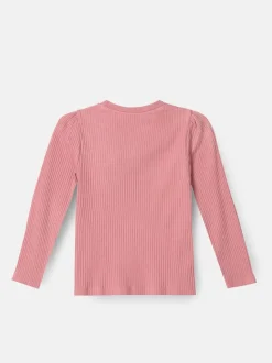 Angel & Rocket Pink Lizzy Corsage Rib Long Sleeves Top