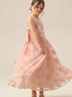 Angel & Rocket Pink Louise Blush Embellished Bow Back Dress