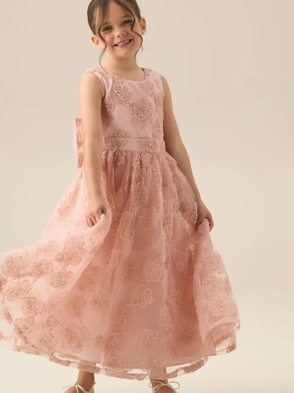 Angel & Rocket Pink Louise Blush Embellished Bow Back Dress