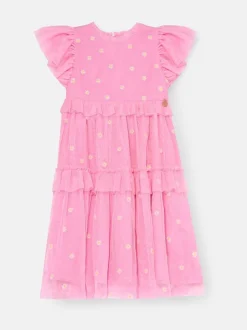 Angel & Rocket Pink Luisa Yellow Embroidered Mesh Dress
