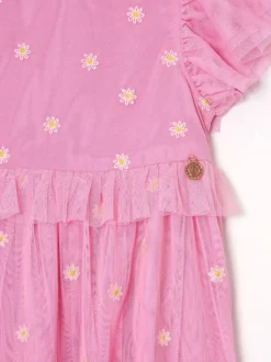 Angel & Rocket Pink Luisa Yellow Embroidered Mesh Dress