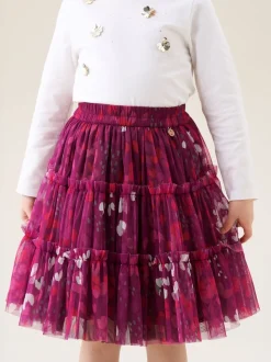 Angel & Rocket Pink Mae Floral Print Mesh Skirt