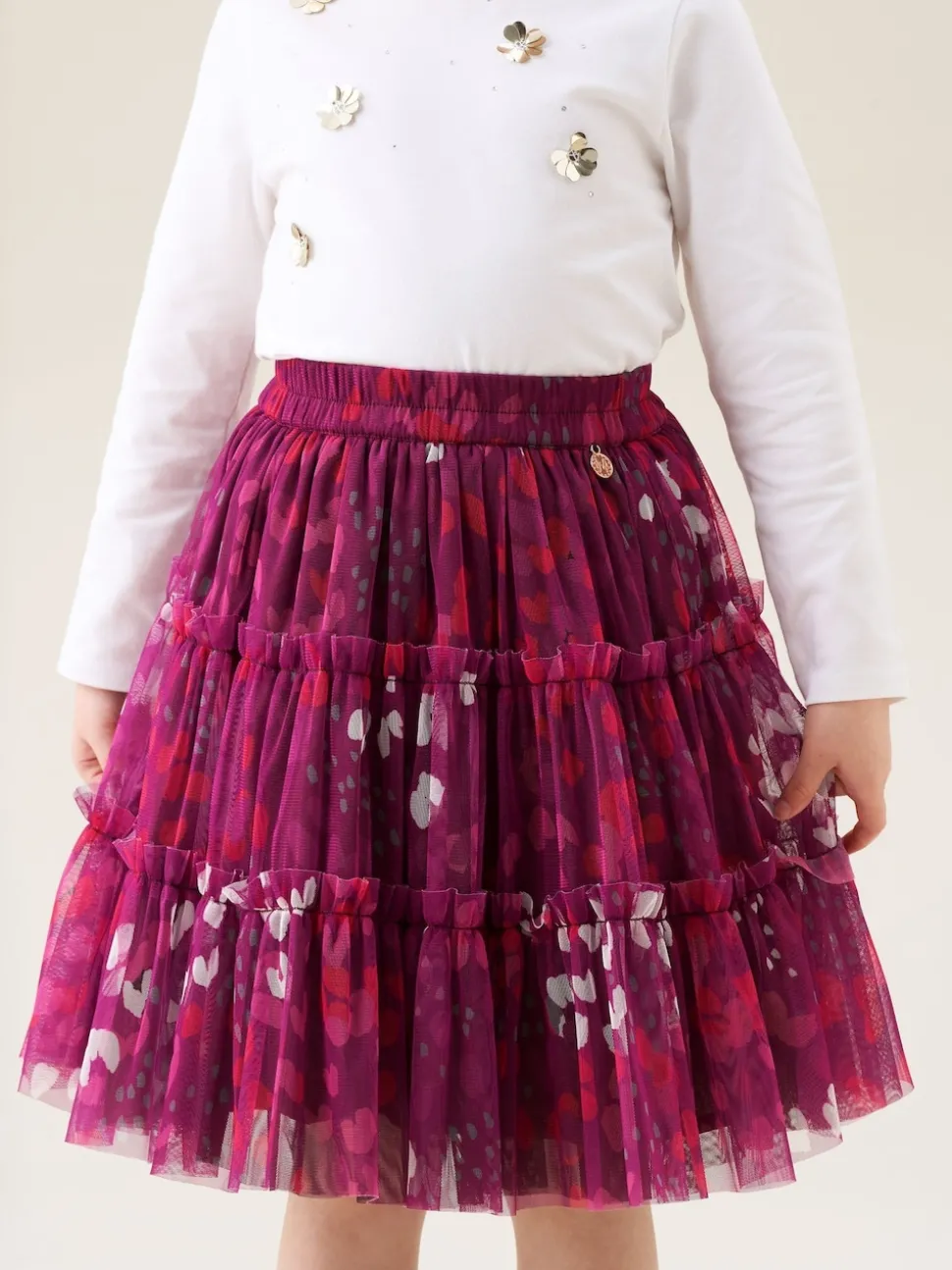 Angel & Rocket Pink Mae Floral Print Mesh Skirt