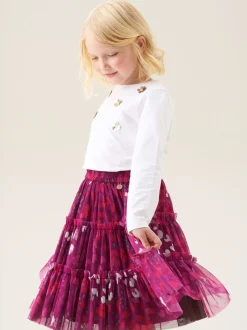 Angel & Rocket Pink Mae Floral Print Mesh Skirt