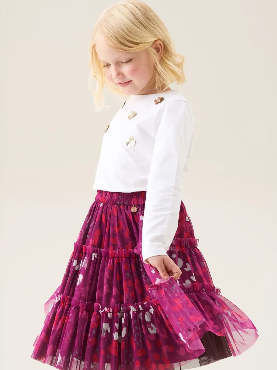 Angel & Rocket Pink Mae Floral Print Mesh Skirt