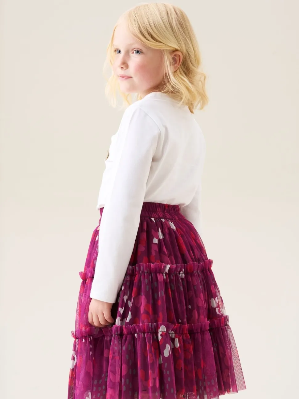Angel & Rocket Pink Mae Floral Print Mesh Skirt