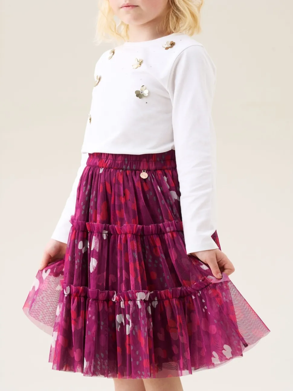 Angel & Rocket Pink Mae Floral Print Mesh Skirt