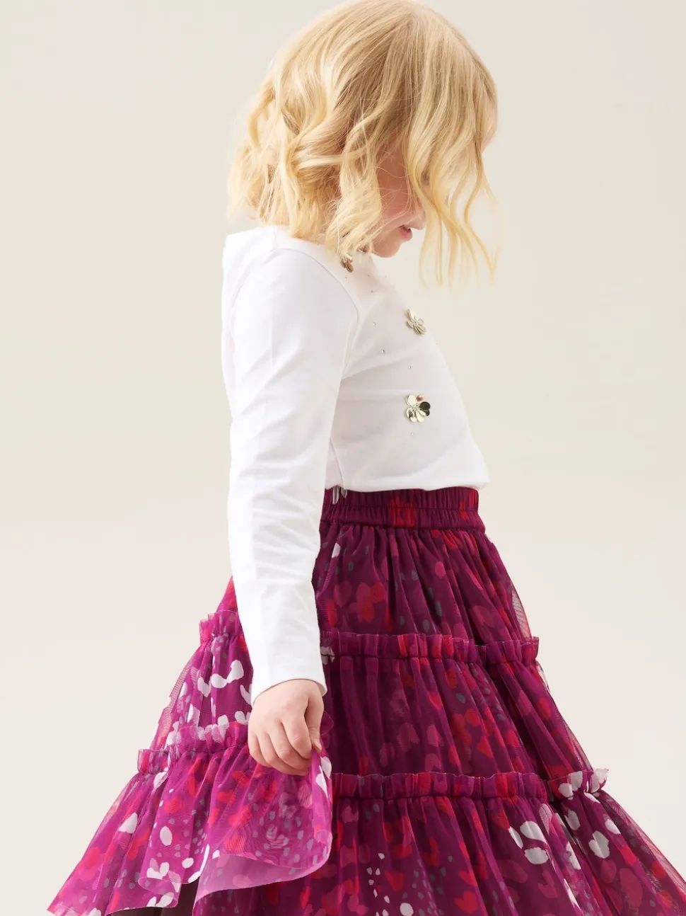 Angel & Rocket Pink Mae Floral Print Mesh Skirt