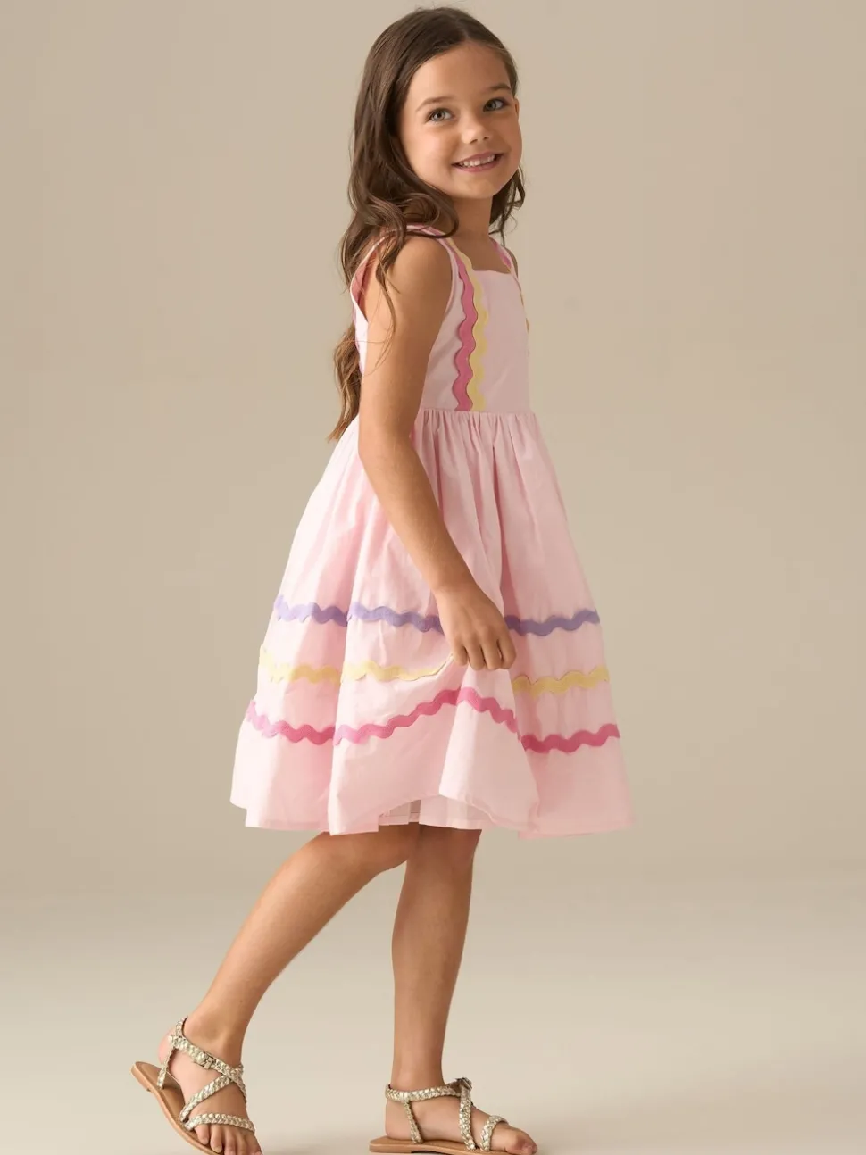 Angel & Rocket Pink Mia Wide Ric Rac Dress