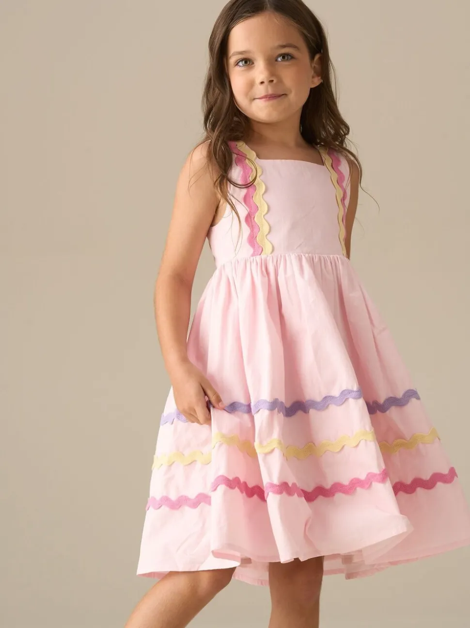 Angel & Rocket Pink Mia Wide Ric Rac Dress