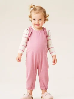 Angel & Rocket Pink Mila Frill Shoulder Dungaree And Print Bodysuit