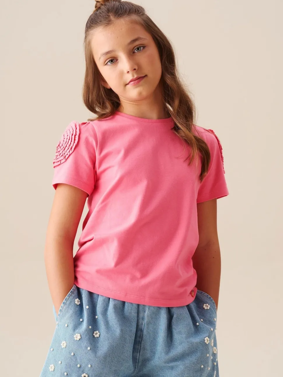 Angel & Rocket Pink Nila Flower Corsage T-Shirt