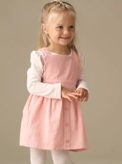Angel & Rocket Pink Orla Cord Pinny & Print Bodysuit