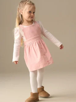 Angel & Rocket Pink Orla Cord Pinny & Print Bodysuit