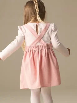 Angel & Rocket Pink Orla Cord Pinny & Print Bodysuit