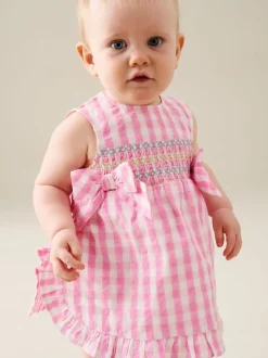 Angel & Rocket Pink Percy Gingham Frill And Bloomer Dress